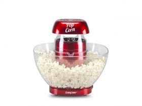 Aparat pentru popcorn Beper, 1200 W, 28.5x28.5x27 cm, ABS, rosu/transparent