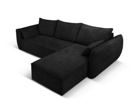 Coltar extensibil dreapta 4 locuri, Kaelle, Micadoni Home, BL, 252x165x87 cm, poliester chenille, negru