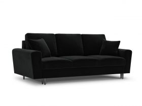 Canapea extensibila 3 locuri, Moghan, Micadoni Home, BL, 235x100x88 cm, catifea, negru