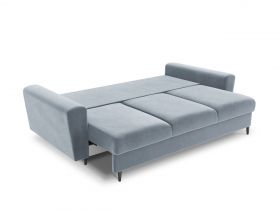 Canapea extensibila 3 locuri, Moghan, Micadoni Home, BL, 235x100x88 cm, catifea, albastru deschis