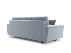 Canapea extensibila 3 locuri, Moghan, Micadoni Home, BL, 235x100x88 cm, catifea, albastru deschis