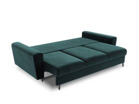 Canapea extensibila 3 locuri, Moghan, Micadoni Home, BL, 235x100x88 cm, catifea, albastru petrol