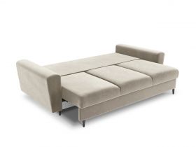 Canapea extensibila 3 locuri, Moghan, Micadoni Home, BL, 235x100x88 cm, catifea, bej deschis