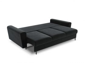 Canapea extensibila 3 locuri, Moghan, Micadoni Home, BL, 235x100x88 cm, catifea, gri inchis