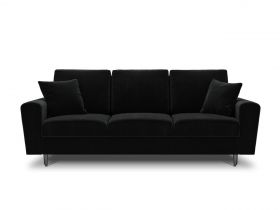 Canapea extensibila 3 locuri, Moghan, Micadoni Home, BL, 235x100x88 cm, catifea, negru