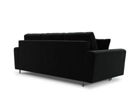 Canapea extensibila 3 locuri, Moghan, Micadoni Home, BL, 235x100x88 cm, catifea, negru