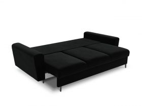 Canapea extensibila 3 locuri, Moghan, Micadoni Home, BL, 235x100x88 cm, catifea, negru