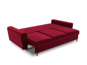 Canapea extensibila 3 locuri, Moghan, Micadoni Home, BL, 235x100x88 cm, catifea, rosu