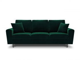 Canapea extensibila 3 locuri, Moghan, Micadoni Home, BL, 235x100x88 cm, catifea, verde bottle