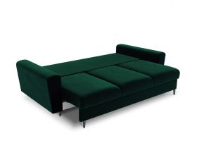 Canapea extensibila 3 locuri, Moghan, Micadoni Home, BL, 235x100x88 cm, catifea, verde bottle