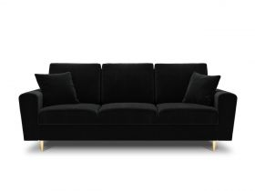 Canapea extensibila 3 locuri, Moghan, Micadoni Home, GL, 235x100x88 cm, catifea, negru