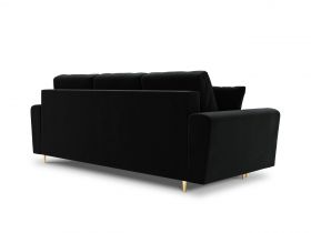 Canapea extensibila 3 locuri, Moghan, Micadoni Home, GL, 235x100x88 cm, catifea, negru