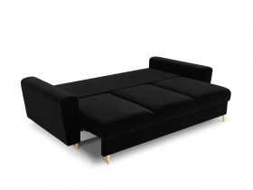 Canapea extensibila 3 locuri, Moghan, Micadoni Home, GL, 235x100x88 cm, catifea, negru