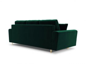 Canapea extensibila 3 locuri, Moghan, Micadoni Home, GL, 235x100x88 cm, catifea, verde bottle