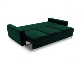 Canapea extensibila 3 locuri, Moghan, Micadoni Home, GL, 235x100x88 cm, catifea, verde bottle