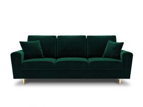 Canapea extensibila 3 locuri, Moghan, Micadoni Home, GL, 235x100x88 cm, catifea, verde bottle