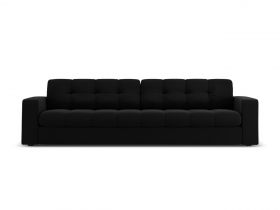 Canapea 4 locuri, Justin, Micadoni Home, BL, 227x90x72 cm, catifea, negru