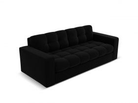 Canapea 2 locuri, Justin, Micadoni Home, BL, 162x90x72 cm, catifea, negru