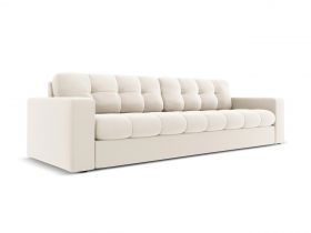 Canapea 4 locuri, Justin, Micadoni Home, BL, 227x90x72 cm, catifea, bej deschis