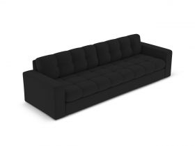 Canapea 4 locuri, Justin, Micadoni Home, BL, 227x90x72 cm, poliester, negru