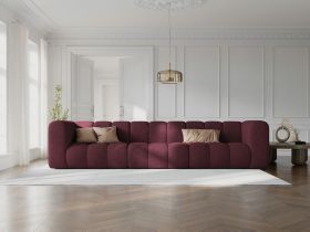 Canapea 5 locuri, Lupine, Micadoni Home, BL, 318x87x70 cm, poliester chenille, bordo