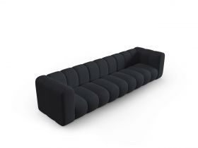 Canapea 5 locuri, Lupine, Micadoni Home, BL, 318x87x70 cm, poliester chenille, negru