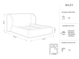 Pat tapitat cu tablie si lada depozitare, Miley, Micadoni Home, BL, 200x200 cm, catifea, negru