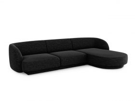 Coltar dreapta 4 locuri, Miley, Micadoni Home, BL, 259x155x74 cm, poliester chenille, negru