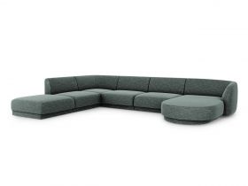 Coltar panoramic stanga 6 locuri, Miley, Micadoni Home, BL, 327x245x74 cm, poliester chenille, albastru petrol