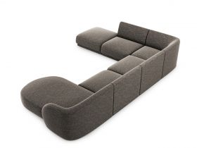 Coltar panoramic stanga 6 locuri, Miley, Micadoni Home, BL, 327x245x74 cm, poliester chenille, gri