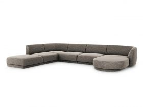 Coltar panoramic stanga 6 locuri, Miley, Micadoni Home, BL, 327x245x74 cm, poliester chenille, gri