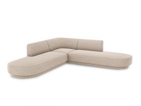 Coltar simetric 5 locuri, Miley, Micadoni Home, BL, 248x248x74 cm, poliester chenille, bej