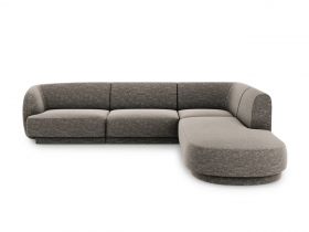 Coltar dreapta 6 locuri, Miley, Micadoni Home, BL, forma rotunjita, 258x248x74 cm, poliester chenille, gri