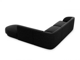 Coltar dreapta 6 locuri, Miley, Micadoni Home, BL, forma rotunjita, 258x248x74 cm, poliester chenille, negru