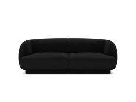 Canapea 2 locuri, Miley, Micadoni Home, BL, 184x85x74 cm, catifea, negru