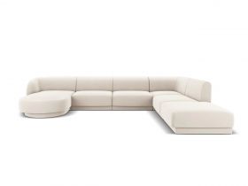 Coltar panoramic dreapta 6 locuri, Miley, Micadoni Home, BL, 327x245x74 cm, catifea, bej deschis