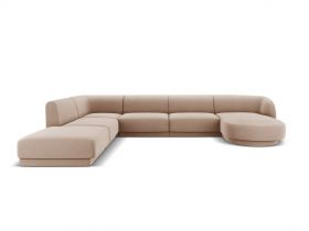 Coltar panoramic stanga 6 locuri, Miley, Micadoni Home, BL, 327x245x74 cm, catifea, cappuccino