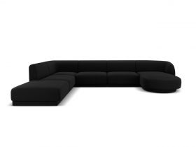 Coltar panoramic stanga 6 locuri, Miley, Micadoni Home, BL, 327x245x74 cm, catifea, negru