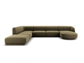 Coltar panoramic stanga 6 locuri, Miley, Micadoni Home, BL, 327x245x74 cm, catifea, verde