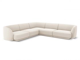 Coltar simetric 5 locuri, Miley, Micadoni Home, BL, 252x252x74 cm, catifea, bej deschis