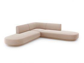 Coltar simetric 5 locuri, Miley, Micadoni Home, BL, 248x248x74 cm, catifea, cappuccino