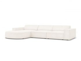 Coltar stanga 4 locuri, Jodie, Micadoni Home, BL, forma rotunjita, 284x166x70 cm, poliester Boucle, bej