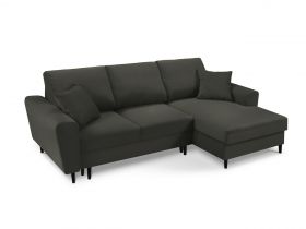 Coltar extensibil dreapta 4 locuri, Moghan, Micadoni Home, BL, 241x145x88 cm, velur, negru