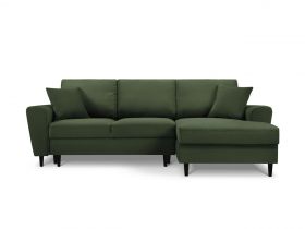 Coltar extensibil dreapta 4 locuri, Moghan, Micadoni Home, BL, 241x145x88 cm, velur, verde bottle