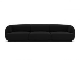 Canapea 3 locuri, Miley, Micadoni Home, BL, 259x85x74 cm, catifea, negru