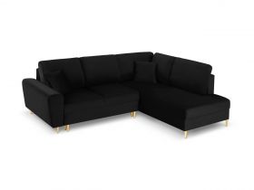 Coltar extensibil dreapta 5 locuri, Moghan, Micadoni Home, GL, 243x194x88 cm, catifea, negru