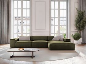 Coltar dreapta 4 locuri, Jodie, Micadoni Home, BL, 284x166x70 cm, catifea, verde