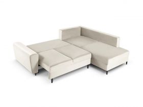 Coltar extensibil dreapta 5 locuri, Moghan, Micadoni Home, BL, 243x194x88 cm, catifea, bej deschis