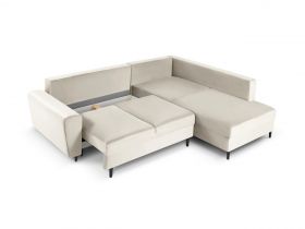 Coltar extensibil dreapta 5 locuri, Moghan, Micadoni Home, BL, 243x194x88 cm, catifea, bej deschis