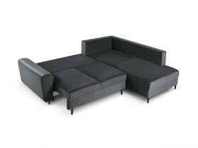 Coltar extensibil dreapta 5 locuri, Moghan, Micadoni Home, BL, 243x194x88 cm, catifea, gri inchis